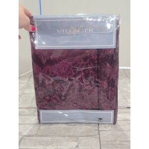 Vintage‎ Liz Claiborne Burgundy Red Villager Damask Oval 60x104" Tablecloth New